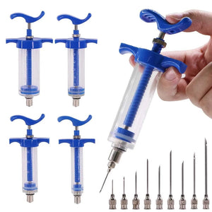 Planet Gates 10/20/30/50ml Veterinary Tool Vaccine Syringe with 10 Needles for Farm Livestock Pig Cattle Sheep Chicken Pinhead Injection Tool