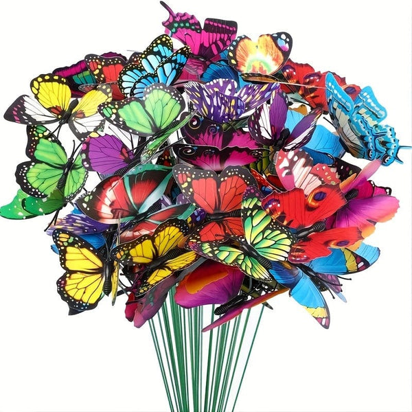 Planet Gates 10/20/30/50pcs, Stereo Butterfly Ornaments Garden And Yard Butterfly Ornaments Butterfly Decoration Stakes Lawn And Garden Decorations For Lawn Garden Yard Patio Butterfly Decor