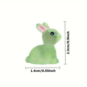 Planet Gates 10/20/40pcs, Cute Mini Luminous Resin Bunnies Ornament Glow In The Dark Miniature Figurines Rabbit Micro Landscape Fairy Garden Accessories