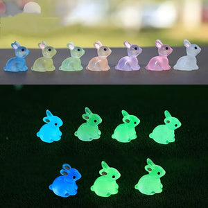 Planet Gates 10/20/40pcs, Cute Mini Luminous Resin Bunnies Ornament Glow In The Dark Miniature Figurines Rabbit Micro Landscape Fairy Garden Accessories