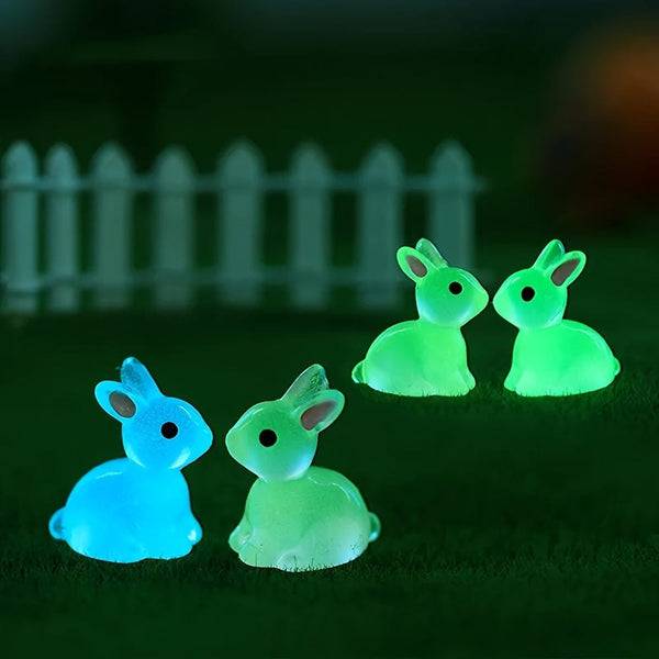 Planet Gates 10/20/40pcs, Cute Mini Luminous Resin Bunnies Ornament Glow In The Dark Miniature Figurines Rabbit Micro Landscape Fairy Garden Accessories