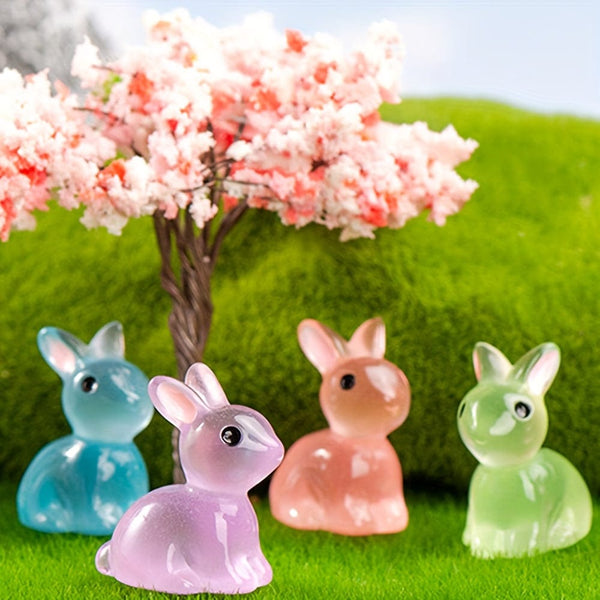 Planet Gates 10/20/40pcs, Cute Mini Luminous Resin Bunnies Ornament Glow In The Dark Miniature Figurines Rabbit Micro Landscape Fairy Garden Accessories