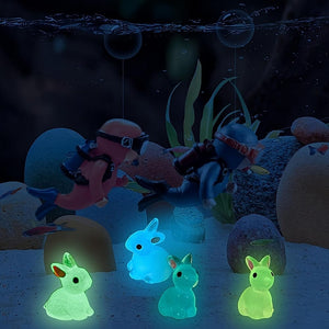 Planet Gates 10/20/40pcs, Cute Mini Luminous Resin Bunnies Ornament Glow In The Dark Miniature Figurines Rabbit Micro Landscape Fairy Garden Accessories