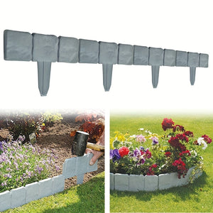 Planet Gates 10/20pcs, Imitation Gray Stone Garden Edging Borders, Plastic Edges For Garden Beautification, Small Garden Fence Frames Flower Bed Borders, Garden Yard Decoration