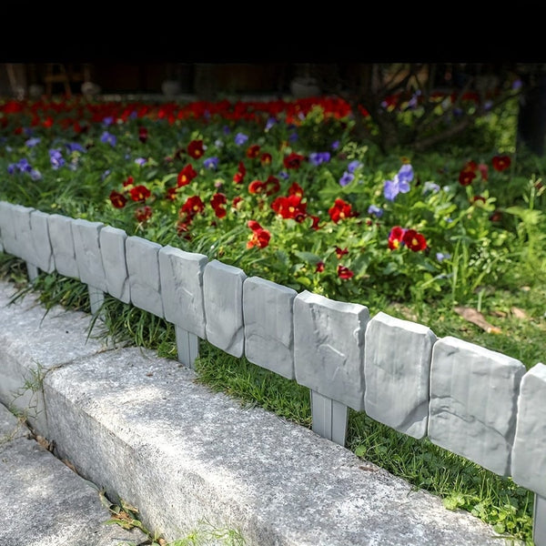 Planet Gates 10/20pcs, Imitation Gray Stone Garden Edging Borders, Plastic Edges For Garden Beautification, Small Garden Fence Frames Flower Bed Borders, Garden Yard Decoration