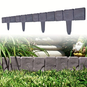 Planet Gates 10/20pcs, Imitation Gray Stone Garden Edging Borders, Plastic Edges For Garden Beautification, Small Garden Fence Frames Flower Bed Borders, Garden Yard Decoration