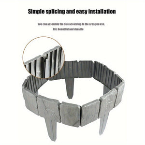 Planet Gates 10/20pcs, Imitation Gray Stone Garden Edging Borders, Plastic Edges For Garden Beautification, Small Garden Fence Frames Flower Bed Borders, Garden Yard Decoration