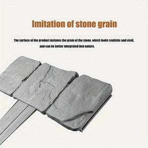 Planet Gates 10/20pcs, Imitation Gray Stone Garden Edging Borders, Plastic Edges For Garden Beautification, Small Garden Fence Frames Flower Bed Borders, Garden Yard Decoration