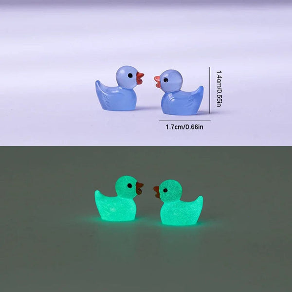 Planet Gates 10/20PCS Luminous Mini Ducks Moss Microlandscape Miniature Duck Figurines Fairy Garden Accessories Home Decor Glow Dark Toys