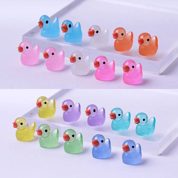 Planet Gates 10/20PCS Luminous Mini Ducks Moss Microlandscape Miniature Duck Figurines Fairy Garden Accessories Home Decor Glow Dark Toys