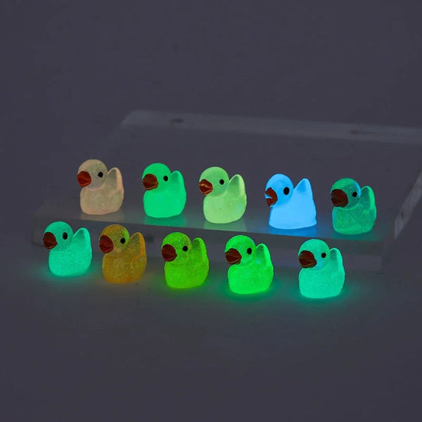 Planet Gates 10/20PCS Luminous Mini Ducks Moss Microlandscape Miniature Duck Figurines Fairy Garden Accessories Home Decor Glow Dark Toys