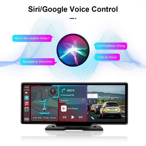 Planet Gates 10.26" Dash Cam 4K 3840x2160 Wireless Carplay & Android Auto Navigation Voice Control Car DVR Rearview Camera BT Monitor Screen