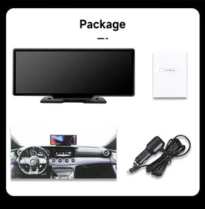 Planet Gates 10.26" Dash Cam 4K 3840x2160 Wireless Carplay & Android Auto Navigation Voice Control Car DVR Rearview Camera BT Monitor Screen