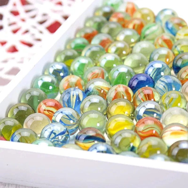 Planet Gates 10/50PCS 25/14mm Colorful Glass Marbles Toy Kids Marble Balls Run Game Solitaire Toy Accs Vase Filler&Fish Tank Home Toy Gift