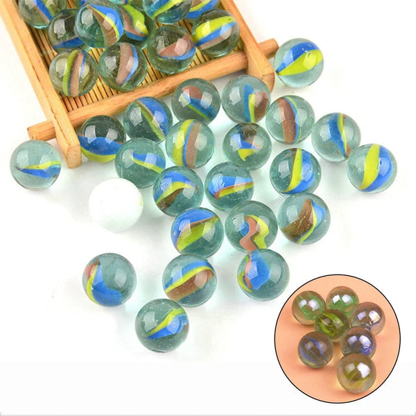 Planet Gates 10/50PCS 25/14mm Colorful Glass Marbles Toy Kids Marble Balls Run Game Solitaire Toy Accs Vase Filler&Fish Tank Home Toy Gift
