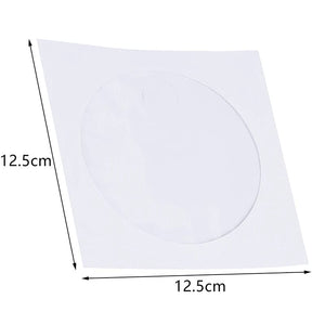 Planet Gates 10/50PCS White 12.5*12.5CM CD DVD Disc Paper Sleeves Envelopes Storage Clear Window Case Flap White Folded Paper Bag CD Sleeves