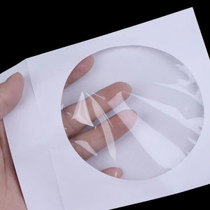 Planet Gates 10/50PCS White 12.5*12.5CM CD DVD Disc Paper Sleeves Envelopes Storage Clear Window Case Flap White Folded Paper Bag CD Sleeves
