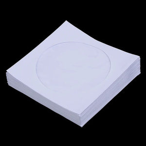 Planet Gates 10/50PCS White 12.5*12.5CM CD DVD Disc Paper Sleeves Envelopes Storage Clear Window Case Flap White Folded Paper Bag CD Sleeves