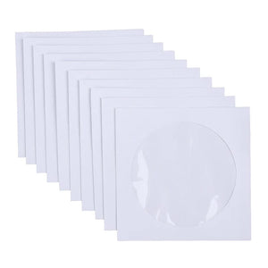 Planet Gates 10/50PCS White 12.5*12.5CM CD DVD Disc Paper Sleeves Envelopes Storage Clear Window Case Flap White Folded Paper Bag CD Sleeves