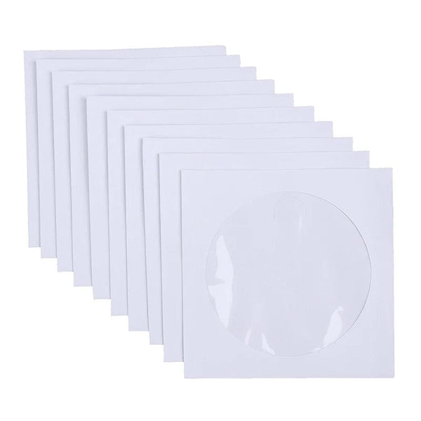 Planet Gates 10/50PCS White 12.5*12.5CM CD DVD Disc Paper Sleeves Envelopes Storage Clear Window Case Flap White Folded Paper Bag CD Sleeves