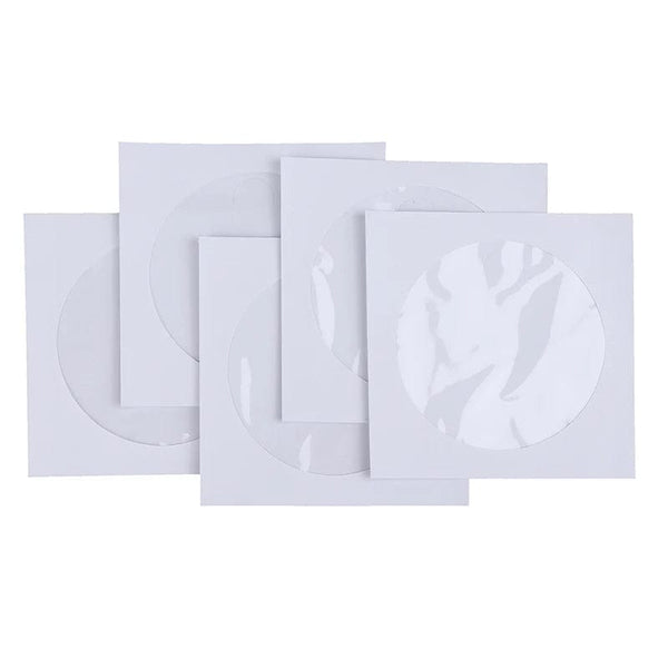 Planet Gates 10/50PCS White 12.5*12.5CM CD DVD Disc Paper Sleeves Envelopes Storage Clear Window Case Flap White Folded Paper Bag CD Sleeves