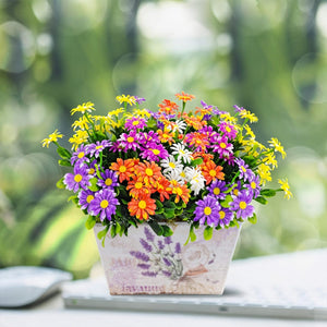 Planet Gates 10 Bundles 10 Bundles Artificial Daisy Flowers Outdoors UV Resistant Fake Plants Faux Plastic Daisies Flower For Outside Home Indoor Pot Planters Garden Decor