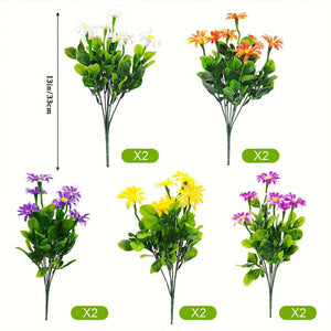 Planet Gates 10 Bundles 10 Bundles Artificial Daisy Flowers Outdoors UV Resistant Fake Plants Faux Plastic Daisies Flower For Outside Home Indoor Pot Planters Garden Decor