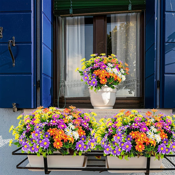 Planet Gates 10 Bundles 10 Bundles Artificial Daisy Flowers Outdoors UV Resistant Fake Plants Faux Plastic Daisies Flower For Outside Home Indoor Pot Planters Garden Decor