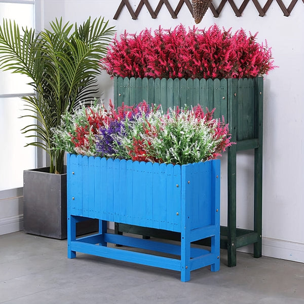 Planet Gates 10 Bundles Artificial Lavender Flowers Outdoor UV Resistant Fake Flowers No Fade Faux Plastic Plants Garden Porch Window Box Decorating Indoor Outside Hanging Planter Home Kitchen Office Wedding Garden Decor