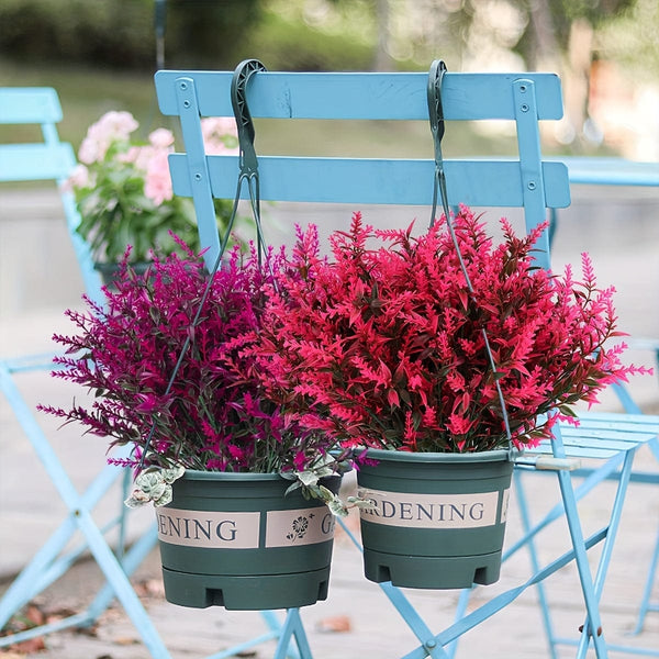 Planet Gates 10 Bundles Artificial Lavender Flowers Outdoor UV Resistant Fake Flowers No Fade Faux Plastic Plants Garden Porch Window Box Decorating Indoor Outside Hanging Planter Home Kitchen Office Wedding Garden Decor