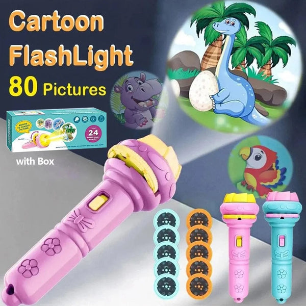 Planet Gates 10 Cards Cartoon Projection Flashlight 80 Patterns Creative Children Flashlight Toy Projector Baby Toys Bedtime Story Book Toy