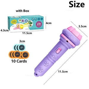Planet Gates 10 Cards Cartoon Projection Flashlight 80 Patterns Creative Children Flashlight Toy Projector Baby Toys Bedtime Story Book Toy
