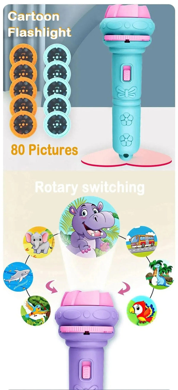 Planet Gates 10 Cards Cartoon Projection Flashlight 80 Patterns Creative Children Flashlight Toy Projector Baby Toys Bedtime Story Book Toy