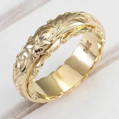 Planet Gates 10 / green 14 k Gold color Suspended Carved Rose Flower Ring for women and men gold rings Women's jewelry rings Wedding Anniversary 2021
