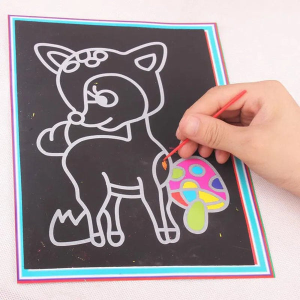 Planet Gates 10 pcs 13x 9.8cm Scratch Art Paper Magic Painting Paper with Drawing Stick For Kids Toy Colorful Drawing Toys