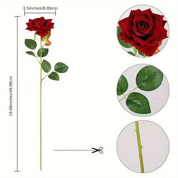 Planet Gates 10 Pcs Fake Roses Artificial Flowers, Roses Artificial Faux Flowers With Stems, Suitable For Home Wedding Centerpiece Hotel Office Decor, Valentine's Day For Home Ornament, Proposal Arrangement, Wedding Room