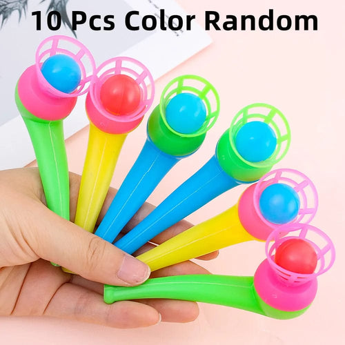 Planet Gates 10 Pcs Random 10Pcs Plastic Pipe Blowing Ball Toys For Kids Outdoor Sports Games Balance Training Learning Toys Children Funny Gifts