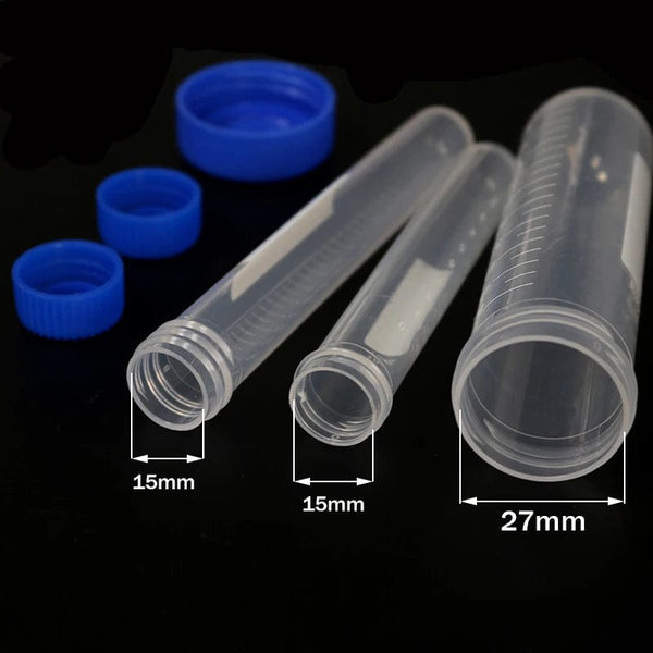 Planet Gates 10 Pieces 50ML/15ML/10ML Laboratory Sample Screw Round Bottom Plastic Test Tube Ep Tube with Scale Screw Cap Centrifuge Tube