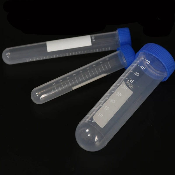 Planet Gates 10 Pieces 50ML/15ML/10ML Laboratory Sample Screw Round Bottom Plastic Test Tube Ep Tube with Scale Screw Cap Centrifuge Tube