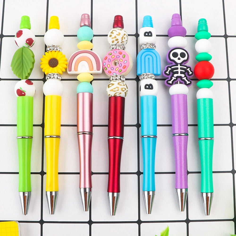 Planet Gates 10 Pieces Bead Ballpoint Pens Cute Black Ink School Writing Supplies Beadable Pens for Drawing Office Teacher Students Classroom