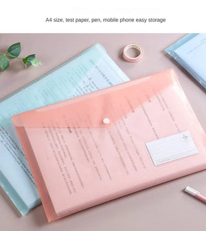 Planet Gates 10 Pieces File Bag Plastic 16C A4 Paper Storage Folder PP Transparent Portfolio Policy Briefcase with Label Waterproof File Bag