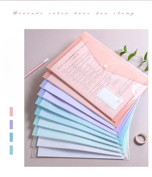 Planet Gates 10 Pieces File Bag Plastic 16C A4 Paper Storage Folder PP Transparent Portfolio Policy Briefcase with Label Waterproof File Bag