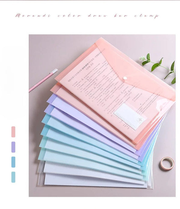 Planet Gates 10 Pieces File Bag Plastic 16C A4 Paper Storage Folder PP Transparent Portfolio Policy Briefcase with Label Waterproof File Bag