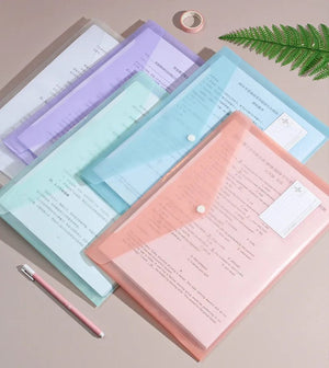 Planet Gates 10 Pieces File Bag Plastic 16C A4 Paper Storage Folder PP Transparent Portfolio Policy Briefcase with Label Waterproof File Bag