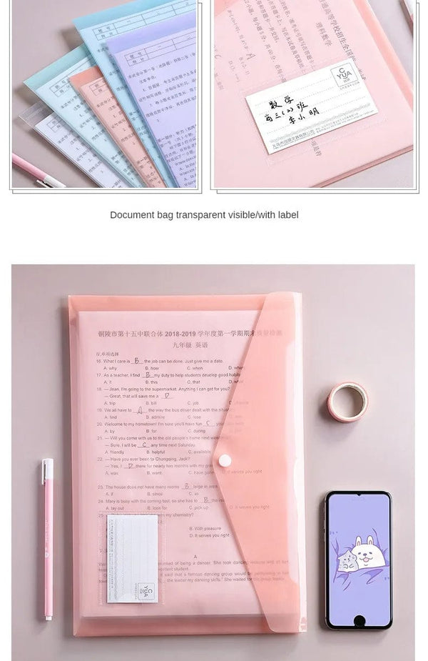 Planet Gates 10 Pieces File Bag Plastic 16C A4 Paper Storage Folder PP Transparent Portfolio Policy Briefcase with Label Waterproof File Bag