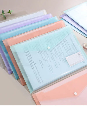 Planet Gates 10 Pieces File Bag Plastic 16C A4 Paper Storage Folder PP Transparent Portfolio Policy Briefcase with Label Waterproof File Bag