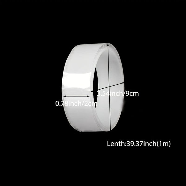 Planet Gates 100.0cm(1m) 1pc, Transparent Nano Tape Washable Reusable Double-Sided Tape Adhesive Nano Traceless Sticker Removable Universal Disks Glue
