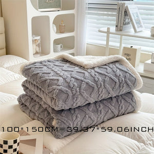 Planet Gates 100*150CM=39.37*59.06INCH 1pc Double-sided Lambs Wool Bed Blanket, Taffeta Plush Blanket, Warm Multi-purpose Bed Blanket, Haze Blue Small Fresh Blanket, Warm Quilt, Living Room Sofa Cover Blanket, Nap Blanket, Multi-purpose Blanket