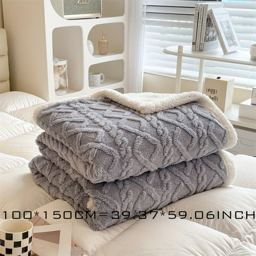 Planet Gates 100*150CM=39.37*59.06INCH 1pc Double-sided Lambs Wool Bed Blanket, Taffeta Plush Blanket, Warm Multi-purpose Bed Blanket, Haze Blue Small Fresh Blanket, Warm Quilt, Living Room Sofa Cover Blanket, Nap Blanket, Multi-purpose Blanket
