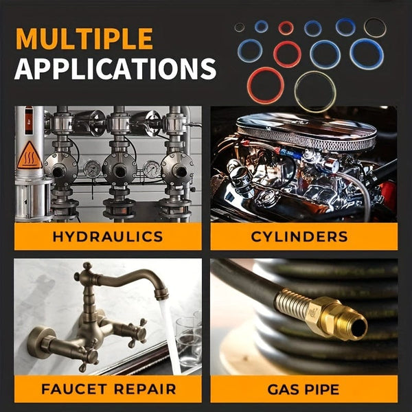 Planet Gates 100/245pcs High Pressure Hydraulic Rubber Oil Pipe Seal Gasket NBR Metal Seal Ring Assortment Kits Oil Pipe Seal Ring Rubber Gasket